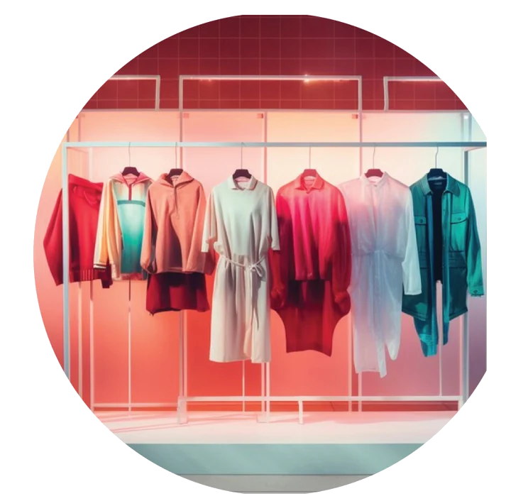 Rail of premium fashion garments curated by Zyvora Brands